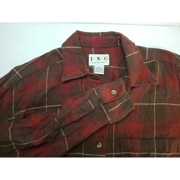 Inc International Concepts Womens Flannel Shirt Long Sleeve Small Plaid - Picture 1 of 6